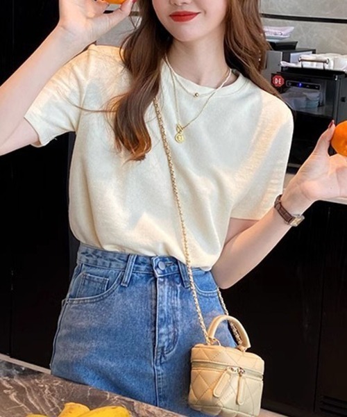 shoppinggo(ショッピングゴー)の「Tシャツ カットソー 半袖 レディース トップス(Tシャツ/カットソー・レディース・ホワイト/ブラック/ベージュ/グリーン・M)」の18枚目の写真