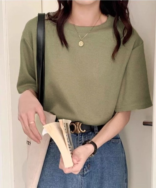 shoppinggo(ショッピングゴー)の「Tシャツ カットソー 半袖 レディース トップス(Tシャツ/カットソー・レディース・ホワイト/ブラック/ベージュ/グリーン・M)」の17枚目の写真