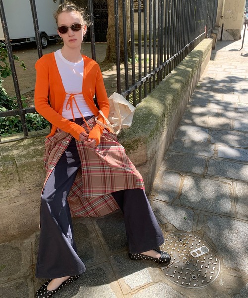 chuclla（チュクラ）の「【LONSLAN】フロントリボン リブカーデ CHLONW25a001（カーディガン/ボレロ・レディース・ブルー/ホワイト/オレンジ/ブラック/グレー・M）」の17枚目の写真