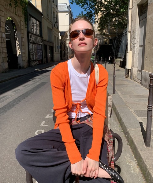 chuclla（チュクラ）の「【LONSLAN】フロントリボン リブカーデ CHLONW25a001（カーディガン/ボレロ・レディース・ブルー/ホワイト/オレンジ/ブラック/グレー・M）」の21枚目の写真