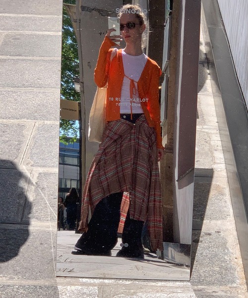 chuclla（チュクラ）の「【LONSLAN】フロントリボン リブカーデ CHLONW25a001（カーディガン/ボレロ・レディース・ブルー/ホワイト/オレンジ/ブラック/グレー・M）」の22枚目の写真