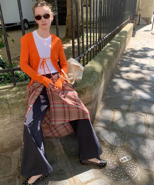 chuclla（チュクラ）の「【LONSLAN】フロントリボン リブカーデ CHLONW25a001（カーディガン/ボレロ・レディース・ブルー/ホワイト/オレンジ/ブラック/グレー・M）」の8枚目の写真