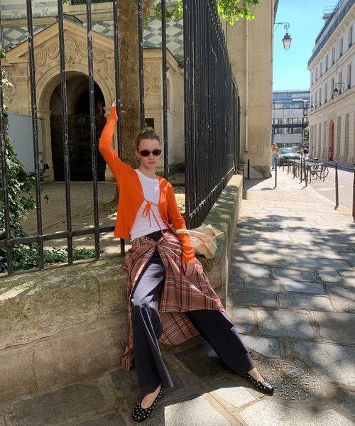 chuclla（チュクラ）の「【LONSLAN】フロントリボン リブカーデ CHLONW25a001（カーディガン/ボレロ・レディース・ブルー/ホワイト/オレンジ/ブラック/グレー・M）」の9枚目の写真