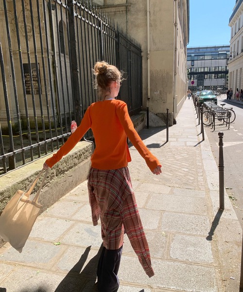 chuclla（チュクラ）の「【LONSLAN】フロントリボン リブカーデ CHLONW25a001（カーディガン/ボレロ・レディース・ブルー/ホワイト/オレンジ/ブラック/グレー・M）」の13枚目の写真