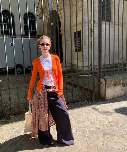 chuclla（チュクラ）の「【LONSLAN】フロントリボン リブカーデ CHLONW25a001（カーディガン/ボレロ・レディース・ブルー/ホワイト/オレンジ/ブラック/グレー・M）」の15枚目の写真