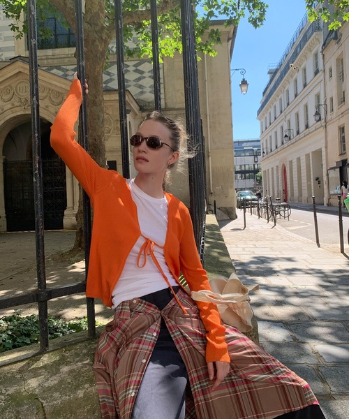 chuclla（チュクラ）の「【LONSLAN】フロントリボン リブカーデ CHLONW25a001（カーディガン/ボレロ・レディース・ブルー/ホワイト/オレンジ/ブラック/グレー・M）」の16枚目の写真