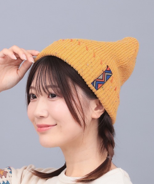 チチカカ（チチカカ）の「アクセントステッチワッチキャップ（ニットキャップ/ビーニー・レディース・ブラック/イエロー/ベージュ・FREE）」の3枚目の写真