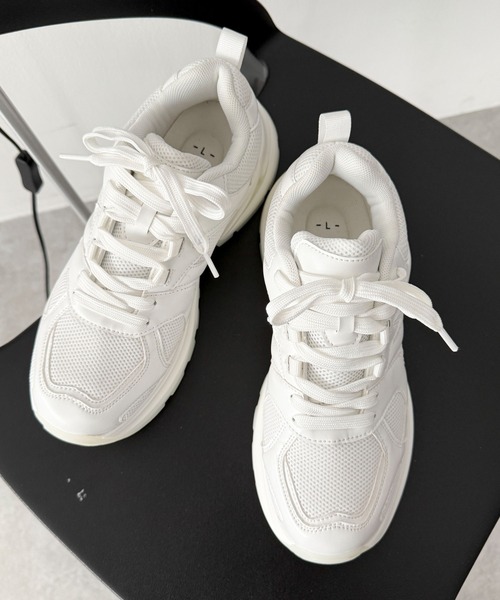 WEGO（ウィゴー）の「WEGO/PUメッシュヒールダッドスニーカー（スニーカー・レディース・ホワイト/ブラック/シルバー・SMALL/MEDIUM/LARGE）」の9枚目の写真