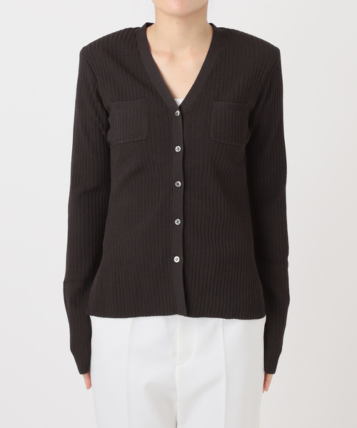 ナローワイドリブVカーディガン セール】ナローワイドリブVカーディガン（カーディガン/ボレロ