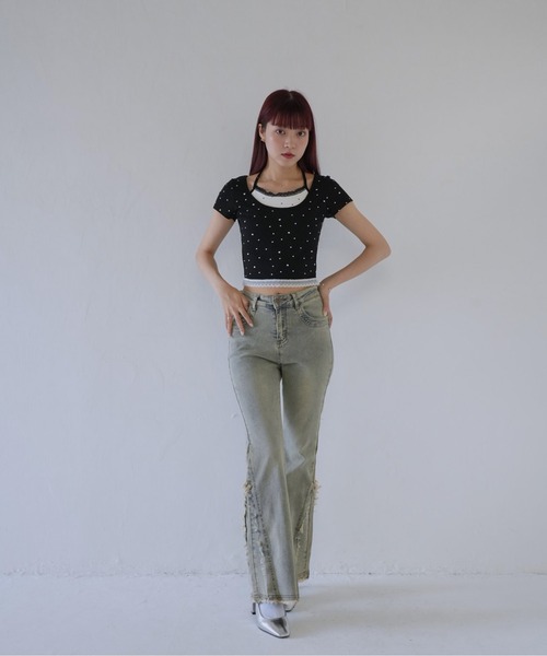 Uenui(ウニュイ)の「【 cunii 】 リボンキャミ付きトップス(Tシャツ/カットソー・レディース・ホワイト/レッド/ブラック/グレー・FREE)」の17枚目の写真