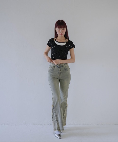 Uenui(ウニュイ)の「【 cunii 】 リボンキャミ付きトップス(Tシャツ/カットソー・レディース・ホワイト/レッド/ブラック/グレー・FREE)」の19枚目の写真