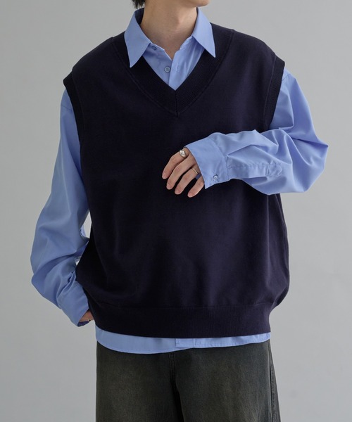 セール】Vネックルーズニットベスト（ベスト）｜epnok