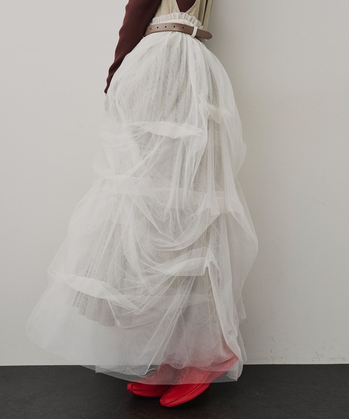 LA BELLE ETUDE(ラベルエチュード)の「レザーベルト×Carrie(スカート・レディース・ライトパープル/ホワイト/ブラック・0/1)」の12枚目の写真