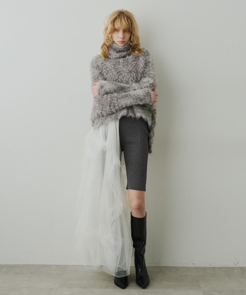 LA BELLE ETUDE(ラベルエチュード)の「レザーベルト×Carrie(スカート・レディース・ライトパープル/ホワイト/ブラック・0/1)」の7枚目の写真