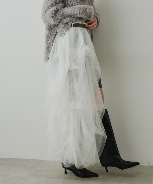 LA BELLE ETUDE(ラベルエチュード)の「レザーベルト×Carrie(スカート・レディース・ライトパープル/ホワイト/ブラック・0/1)」の19枚目の写真