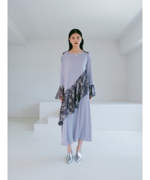 ワンピース sahara / Sheer Jacquard Docking Dress Sheer Jacquard Flare Docking Dress（ワンピース）｜sahara