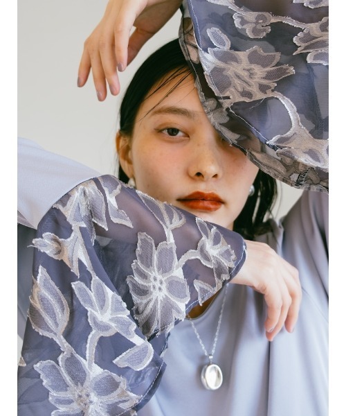 Sheer Jacquard Flare Docking Dress（ワンピース）｜sahara