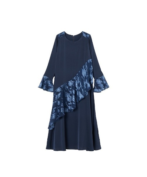 Sheer Jacquard Flare Docking Dress（ワンピース）｜sahara
