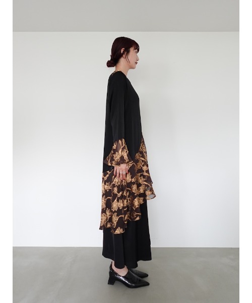 sahara(サハラ)の「Sheer Jacquard Flare Docking Dress(ワンピース・レディース・ブラック/ライトブルー/ネイビー・FREE)」の11枚目の写真