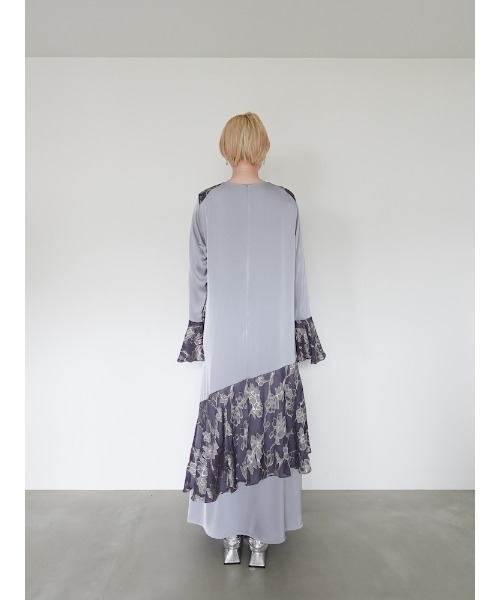Sheer Jacquard Flare Docking Dress（ワンピース）｜sahara
