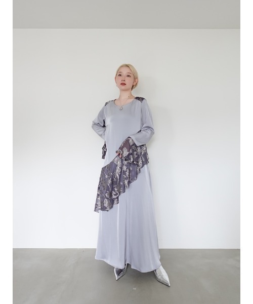 ワンピース sahara / Sheer Jacquard Docking Dress Sheer Jacquard Docking Dress｜シアージャガードドレス – MARTE