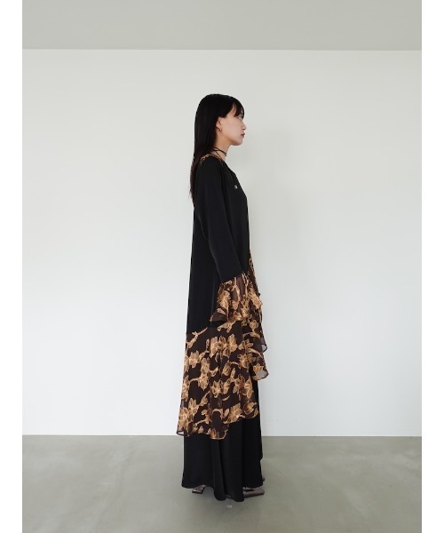 ワンピース sahara / Sheer Jacquard Docking Dress Sheer Jacquard Flare Docking Dress（ワンピース）｜sahara