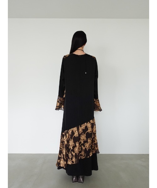 Sheer Jacquard Flare Docking Dress（ワンピース）｜sahara