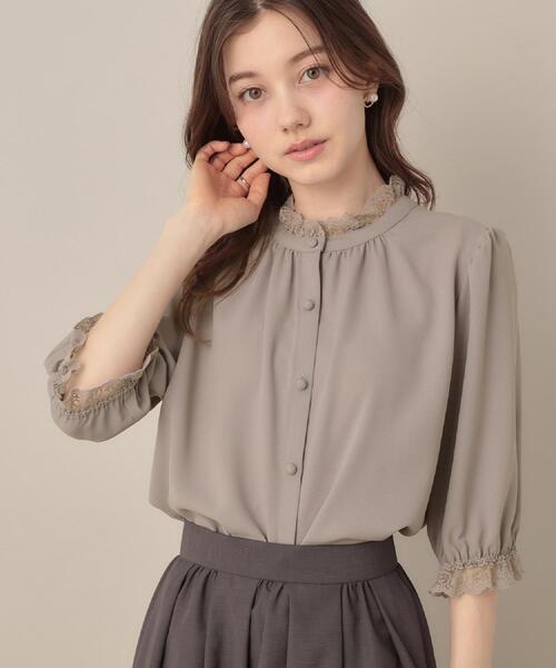 couture brooch（クチュールブローチ）の「【華やか・大人可愛い・5分袖】エンブロレース前後2WAYブラウス（シャツ/ブラウス・レディース・ブラック/アイボリー/ブラウン系その他・40/38/42/36）」の21枚目の写真