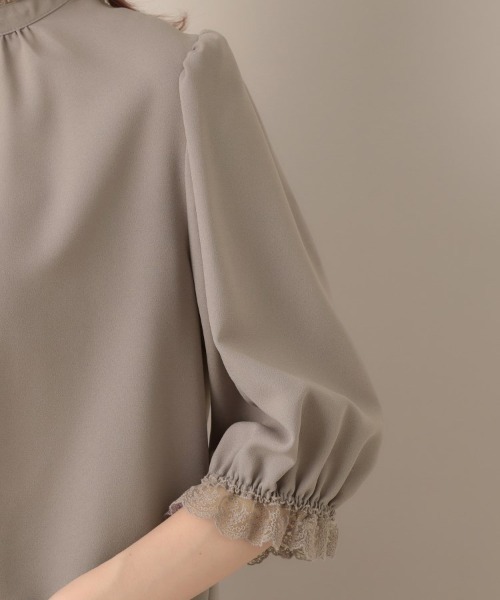 couture brooch（クチュールブローチ）の「【華やか・大人可愛い・5分袖】エンブロレース前後2WAYブラウス（シャツ/ブラウス・レディース・ブラック/アイボリー/ブラウン系その他・40/38/42/36）」の8枚目の写真