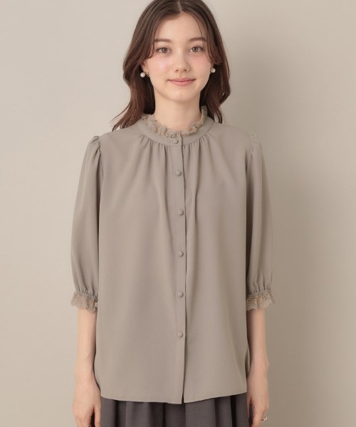 couture brooch（クチュールブローチ）の「【華やか・大人可愛い・5分袖】エンブロレース前後2WAYブラウス（シャツ/ブラウス・レディース・ブラック/アイボリー/ブラウン系その他・40/38/42/36）」の10枚目の写真