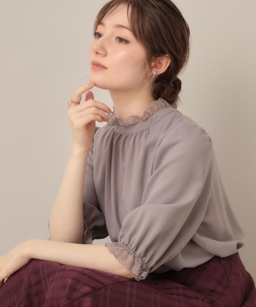 couture brooch（クチュールブローチ）の「【華やか・大人可愛い・5分袖】エンブロレース前後2WAYブラウス（シャツ/ブラウス・レディース・ブラック/アイボリー/ブラウン系その他・40/38/42/36）」の11枚目の写真