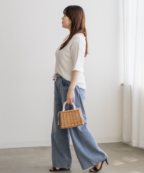 CLETTE（クレット）の「メローリブニット（ニット/セーター・レディース・ブラック/グレイッシュベージュ/オフホワイト・4L/3L/LL）」の7枚目の写真