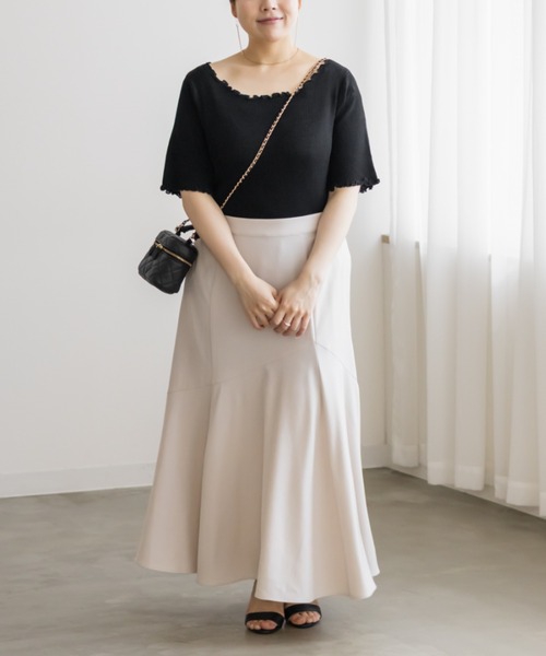 CLETTE（クレット）の「メローリブニット（ニット/セーター・レディース・ブラック/グレイッシュベージュ/オフホワイト・4L/3L/LL）」の11枚目の写真