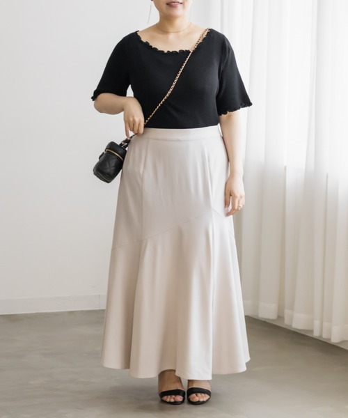 CLETTE（クレット）の「メローリブニット（ニット/セーター・レディース・ブラック/グレイッシュベージュ/オフホワイト・4L/3L/LL）」の12枚目の写真