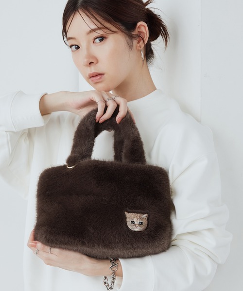 PAUL & JOE ACCESSOIRES(ポールアンドジョーアクセソワ)の「PAUL & JOE ACCESSOIRES (ポール&ジョーアクセソワ)ミニトートバッグ PJA-B1283 ファーヌネット(トートバッグ・レディース・ブラウン/グリーン・FREE)」の1枚目の写真