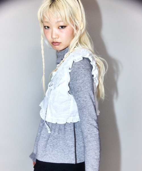 Candy Stripper（キャンディストリッパー）の「LACE FRILL POCKET ベスト（ベスト・レディース・オフホワイト/グレー/ブラック・FREE）」の6枚目の写真