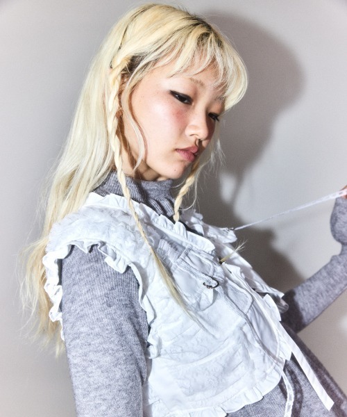 LACE FRILL POCKET ベスト（ベスト）｜Candy Stripper（キャンディ