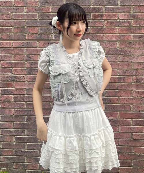 Candy Stripper（キャンディストリッパー）の「LACE FRILL POCKET ベスト（ベスト・レディース・オフホワイト/グレー/ブラック・FREE）」の13枚目の写真