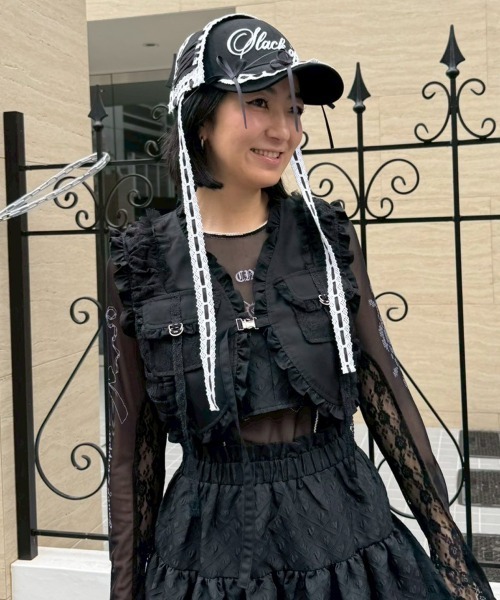 LACE FRILL POCKET ベスト（ベスト）｜Candy Stripper（キャンディ