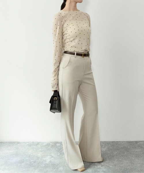 on:nue（オンニュ）の「【on:nue】[お気に入り登録数20,000突破！][着用動画あり！/大人ドットシリーズ 長袖登場！] シアードットロングスリーブカットソー（Tシャツ/カットソー・レディース・アイボリー/グレー・FREE）」の18枚目の写真