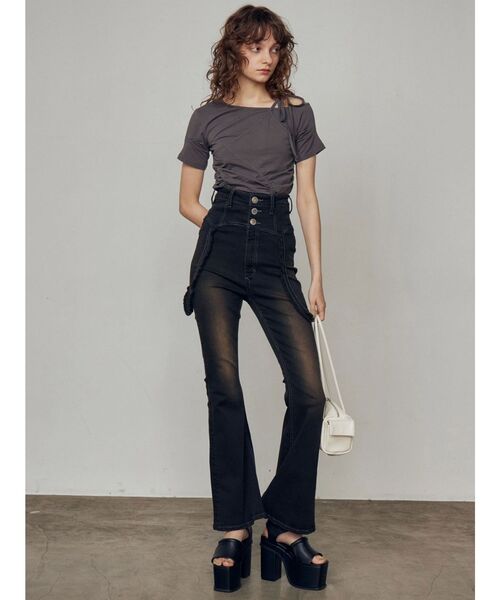 EMODA（エモダ）の「アシンメトリーギャザーレイヤートップ（Tシャツ/カットソー・レディース・レッド/ホワイト/グレー/ブラック・FREE）」の17枚目の写真