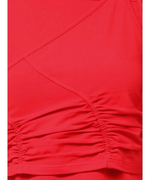 EMODA（エモダ）の「アシンメトリーギャザーレイヤートップ（Tシャツ/カットソー・レディース・レッド/ホワイト/グレー/ブラック・FREE）」の6枚目の写真