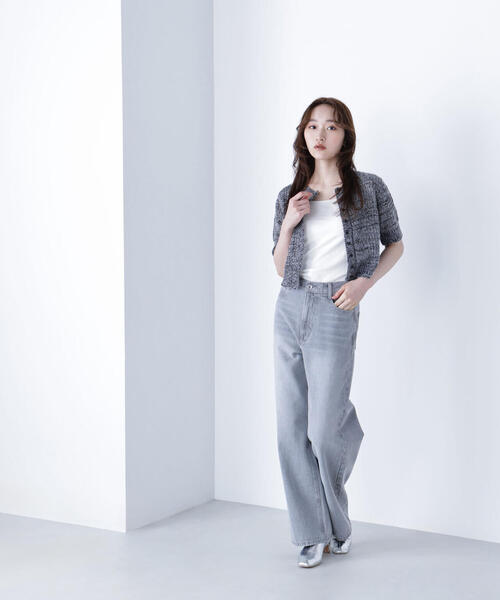 NATURAL BEAUTY BASIC（ナチュラルビューティーベーシック）の「◇フィルムラメカーデセットニットワンピース（ワンピース・レディース・ブラック系その他/グレー系その他/ブラウン系その他・MEDIUM/P/S）」の7枚目の写真