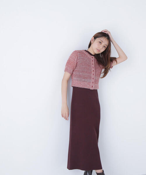 NATURAL BEAUTY BASIC（ナチュラルビューティーベーシック）の「◇フィルムラメカーデセットニットワンピース（ワンピース・レディース・ブラック系その他/グレー系その他/ブラウン系その他・MEDIUM/P/S）」の16枚目の写真