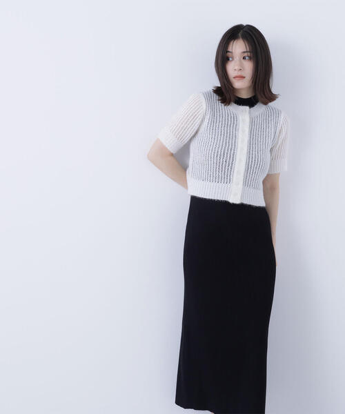 NATURAL BEAUTY BASIC（ナチュラルビューティーベーシック）の「◇フィルムラメカーデセットニットワンピース（ワンピース・レディース・ブラック系その他/グレー系その他/ブラウン系その他・MEDIUM/P/S）」の2枚目の写真