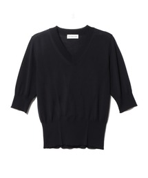 ESTNATION ウールファブリックコンビVネックプルオーバー ニット　38 ESTNATION｜エストネーションのニット/セーター通販 - ZOZOTOWN