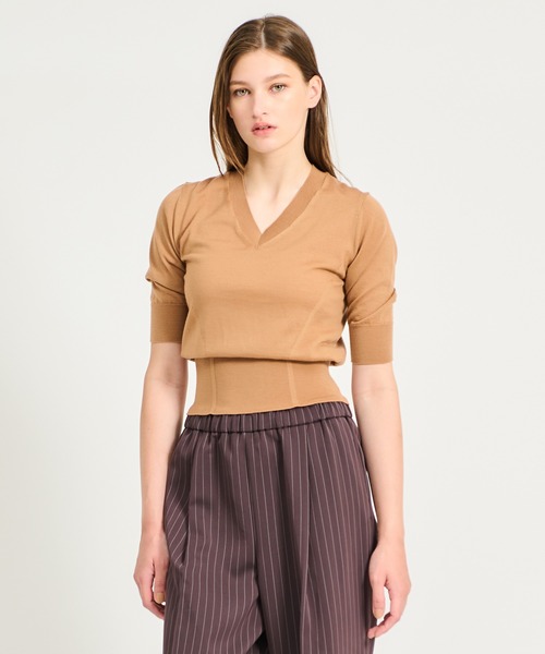 ESTNATION（エストネーション）の「ESTNATION / ウォッシャブルウール Vネック ニット（ニット/セーター・レディース・ネイビー/レッド/キャメル・FREE）」の16枚目の写真