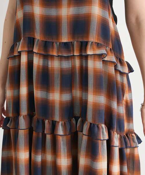 Petit fleur（プチフルール）の「・Petit Fleur オンブレーチェックキャミワンピ（ワンピース・レディース・ブラウン/ブラック/ネイビー・FREE）」の12枚目の写真