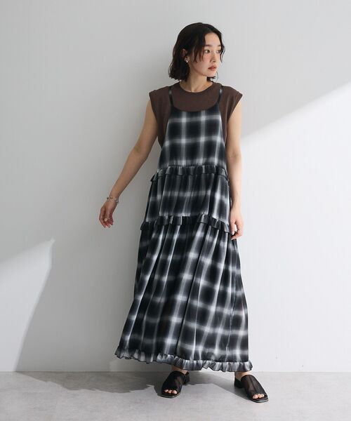 Petit fleur（プチフルール）の「・Petit Fleur オンブレーチェックキャミワンピ（ワンピース・レディース・ブラウン/ブラック/ネイビー・FREE）」の13枚目の写真
