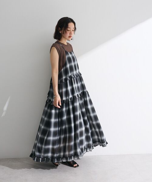 Petit fleur（プチフルール）の「・Petit Fleur オンブレーチェックキャミワンピ（ワンピース・レディース・ブラウン/ブラック/ネイビー・FREE）」の14枚目の写真